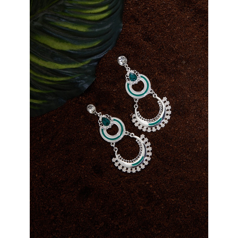 Accessorize London Women's Green Long Drop Chandbalis