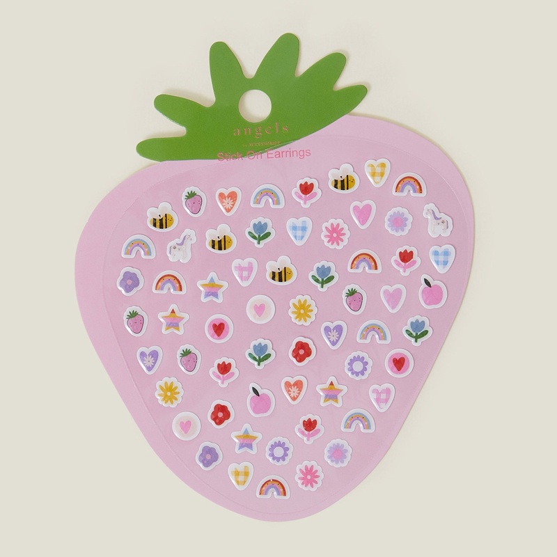 Pink Strawberry Stick-On Earrings