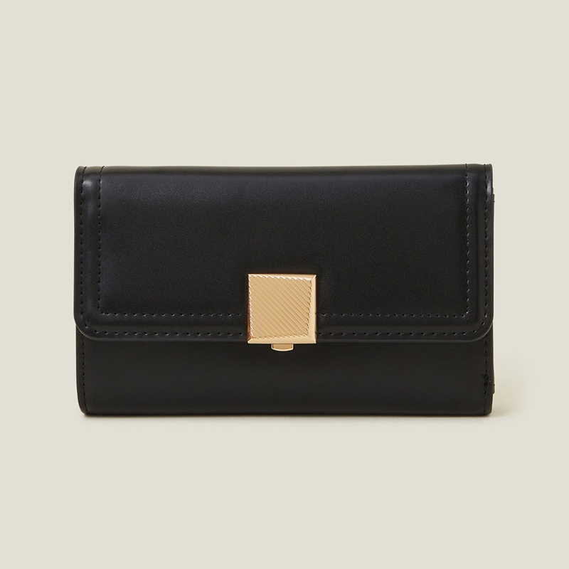 Accessorize London Women's Black Square Push-Lock Wallet
