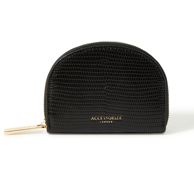 Accessorize London Women's Faux Leather Black Crescent Coin Purse