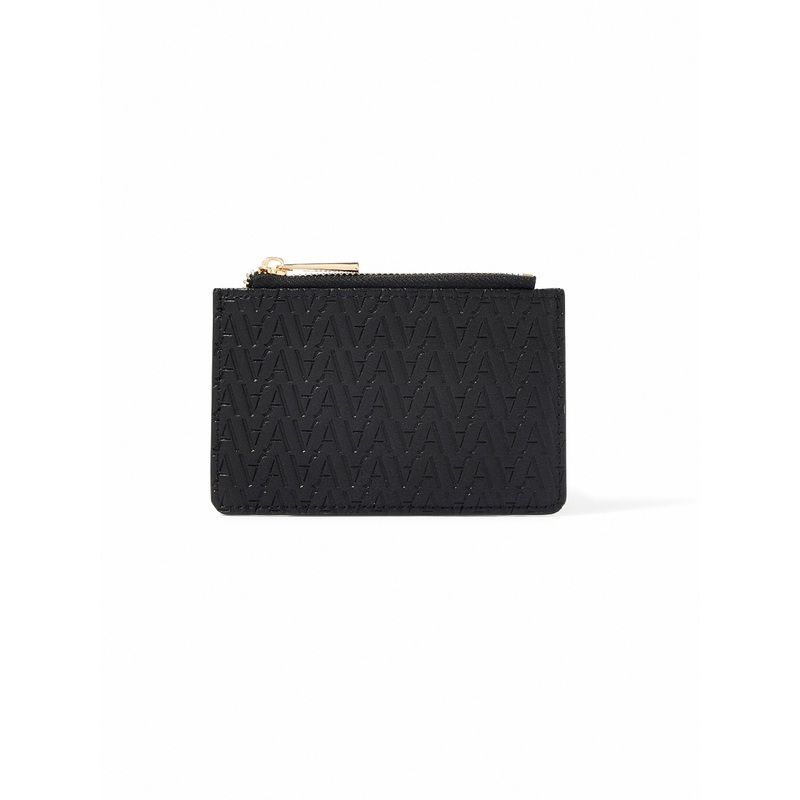 Accessorize London Women's Faux Leather Black Logo Cardholder Wallet