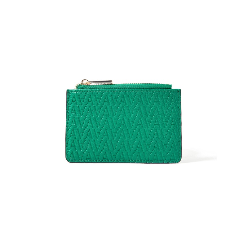 Accessorize London Women's Faux Leather Green Logo Cardholder Wallet