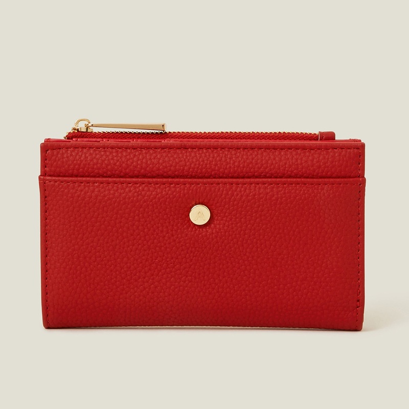 Accessorize London Women's Faux Leather Red Medium Slimline Wallet