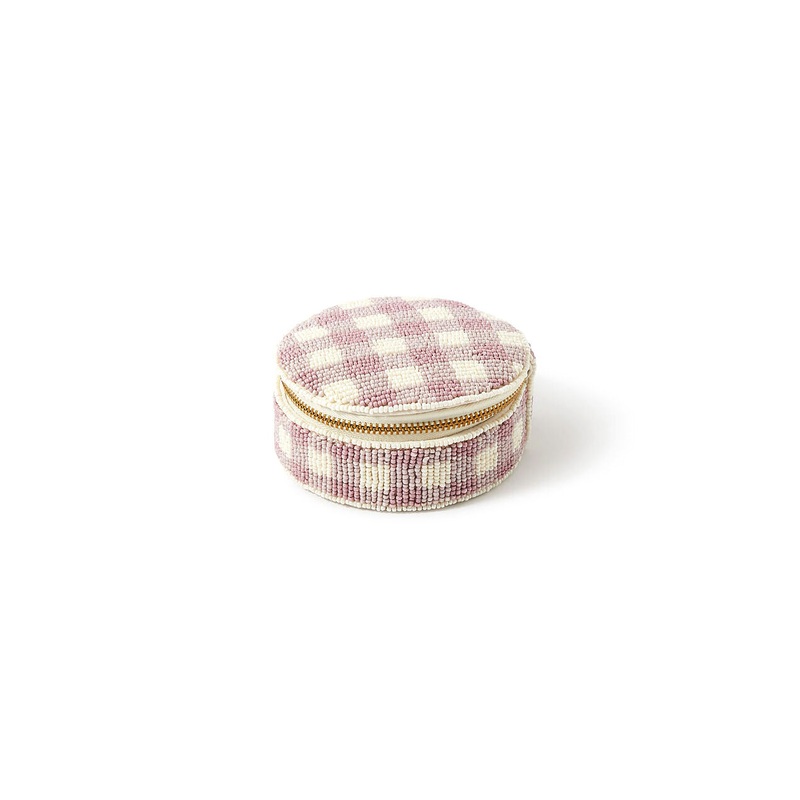 Accessorize London Women's Lilac Gingham Beaded Jewellery Box