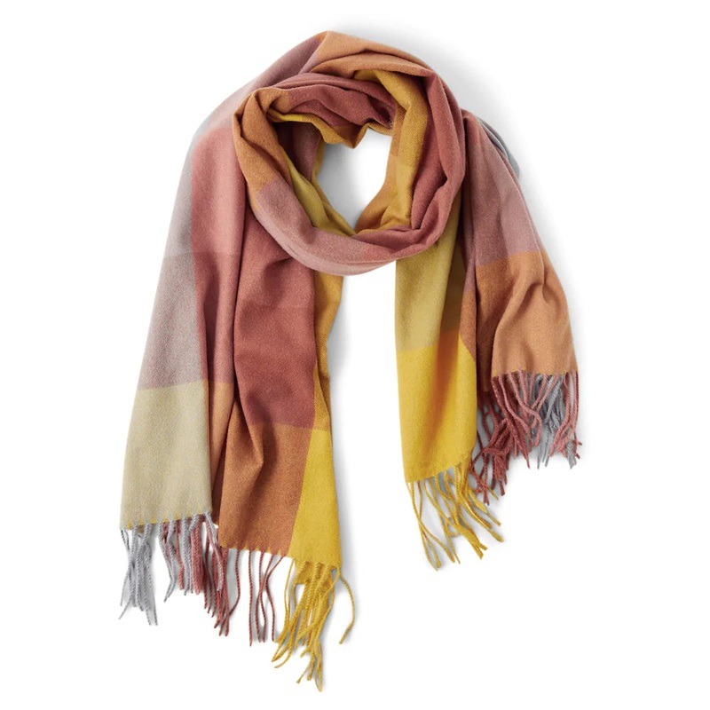 Accessorize London Women's Multi Sunset Colourblock Check Blanket