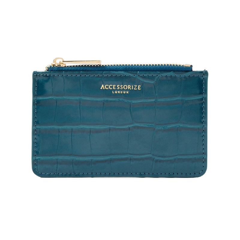 Accessorize London women's teal Croc Cardholder wallet purse