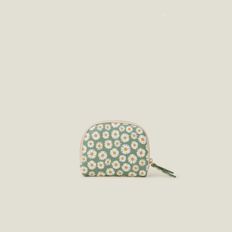 Green Daisy Print Coin Purse