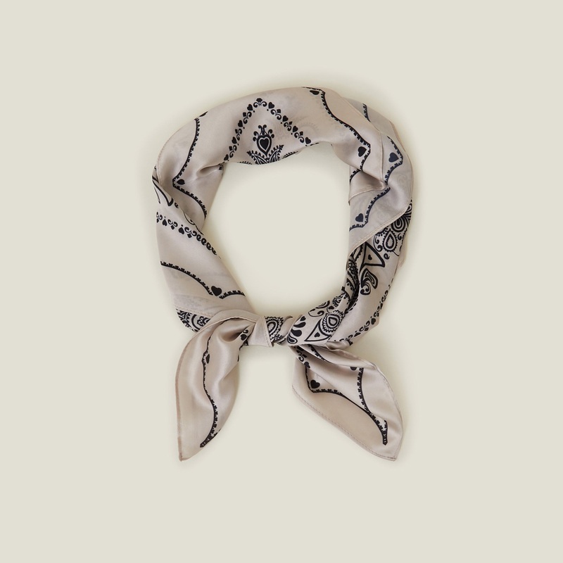 Natural Paisley Satin Square Scarf