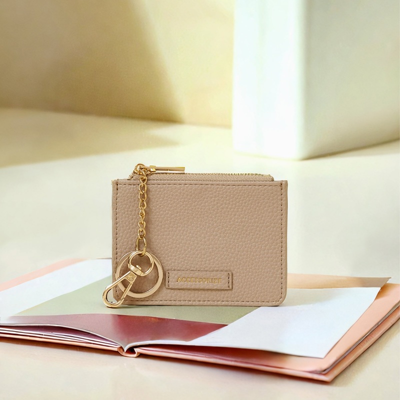 Pink Faux Leather Key Chain Purse