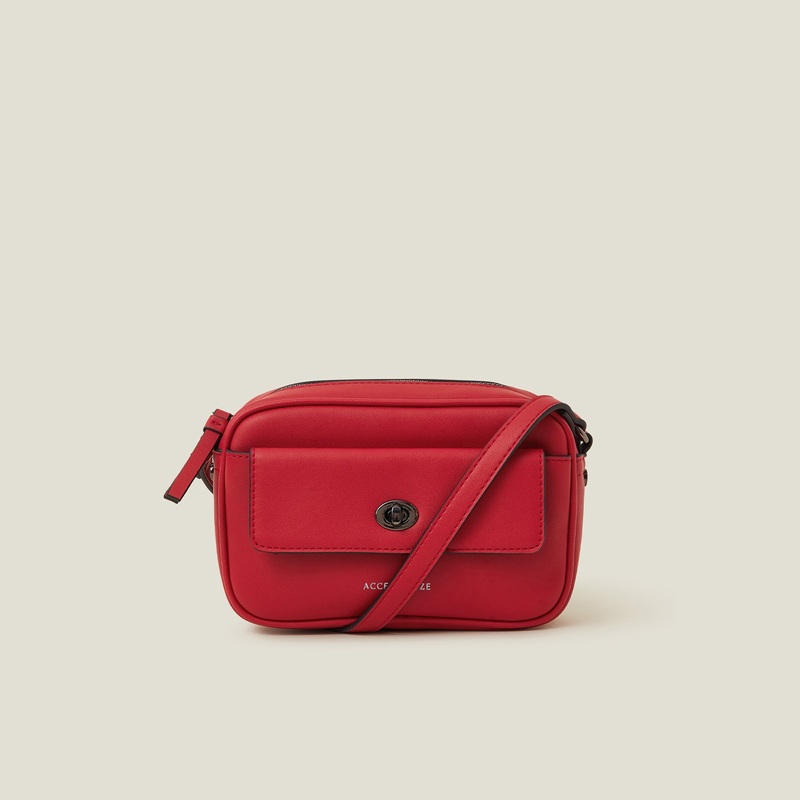 Red Twist Lock Pocket Sling Bag