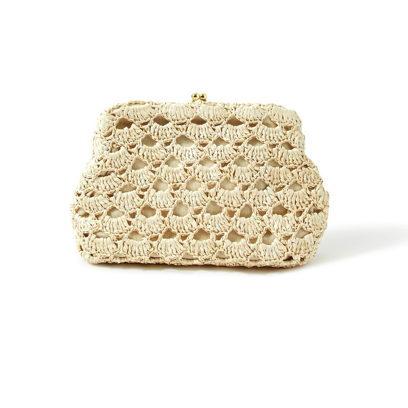 Accessorize London Women's Cream Raffia Clutch Party Bag