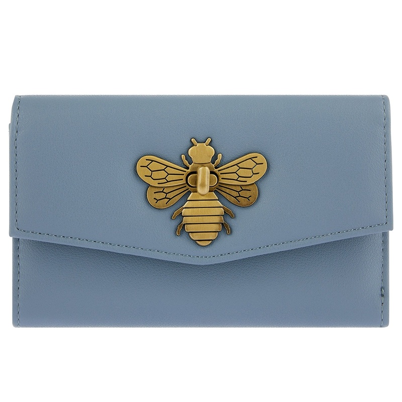 Accessorize London Women's Faux Leather Britney Bee Wallet - Blue