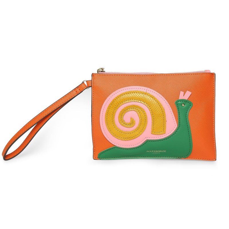 Accessorize London Women's Faux Leather Green Small Snail Wristlet