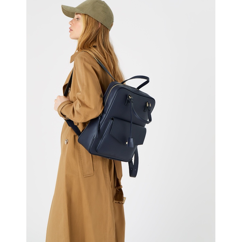 Accessorize London Women's Navy Blue Ben Pocket Backpack