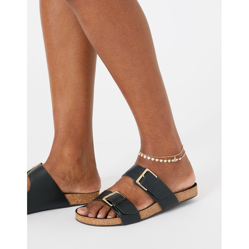 Accessorize London Women's Set Of 2 Heart Station Anklets