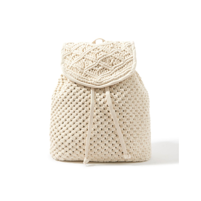 Accessorize London Women's White Woven Macrame backpack
