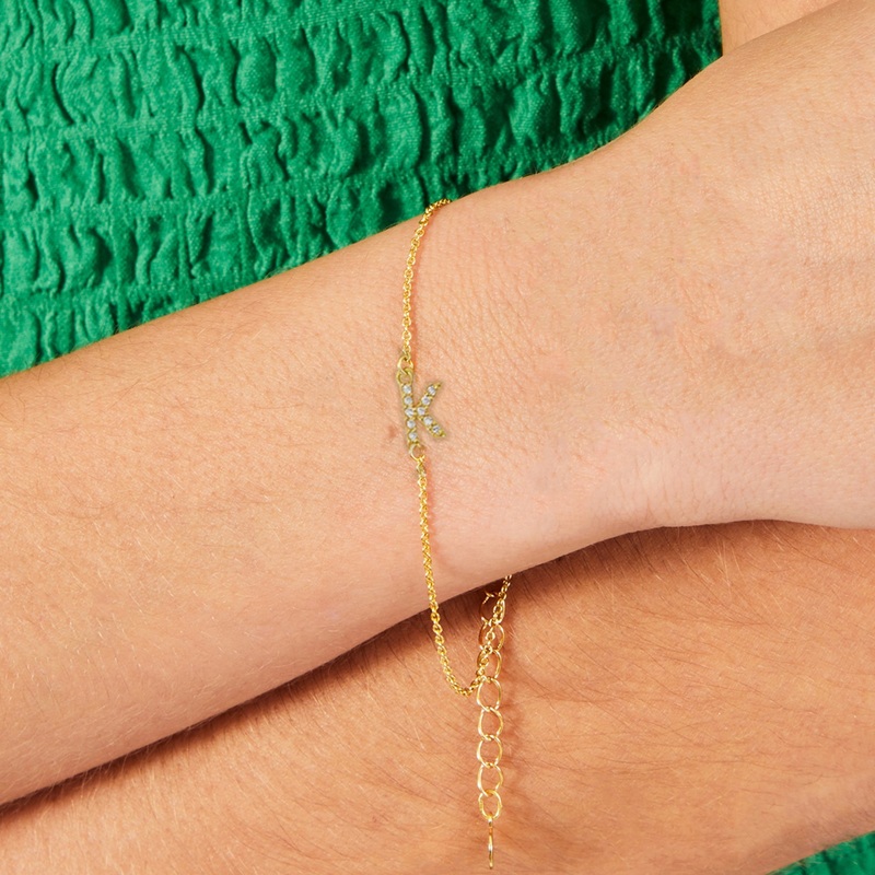 Accessorize London Women's Z Real Gold Plated Cubic Zirconia Initial Bracelet  Letterr K