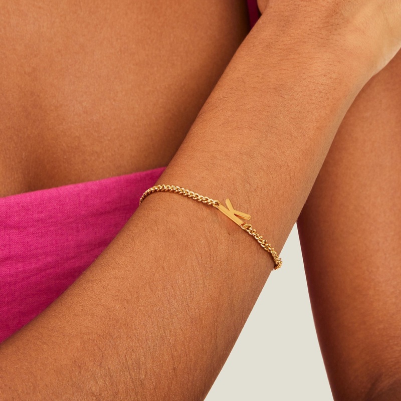 Accessorize London Women's Z Real Gold Plated East West Initial Bracelet Letter K