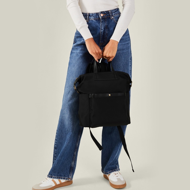 Black Nylon Canvas Backpack