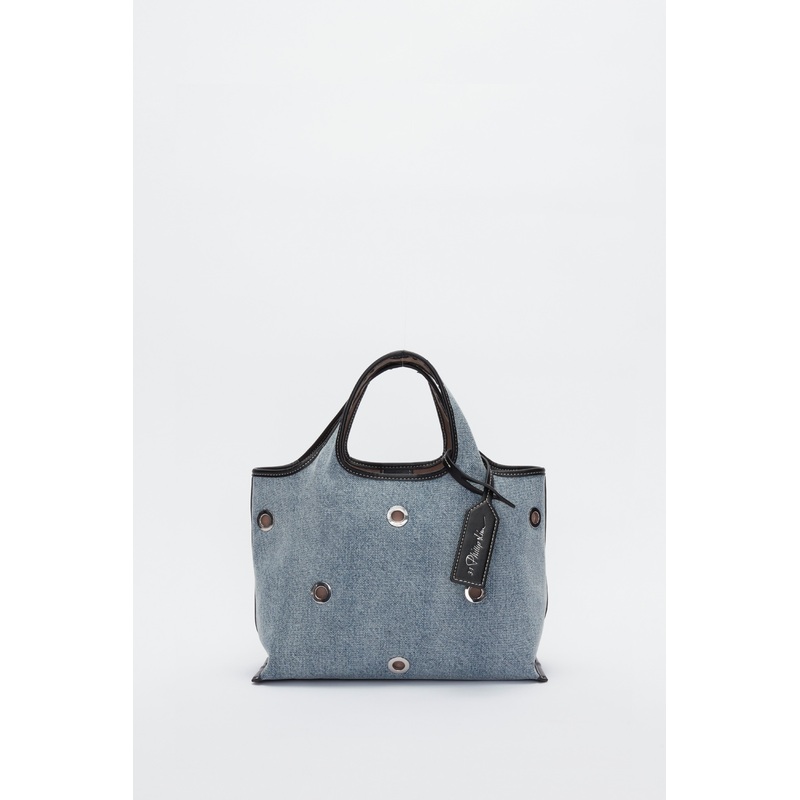 Denim Mini Market Tote with Grommets