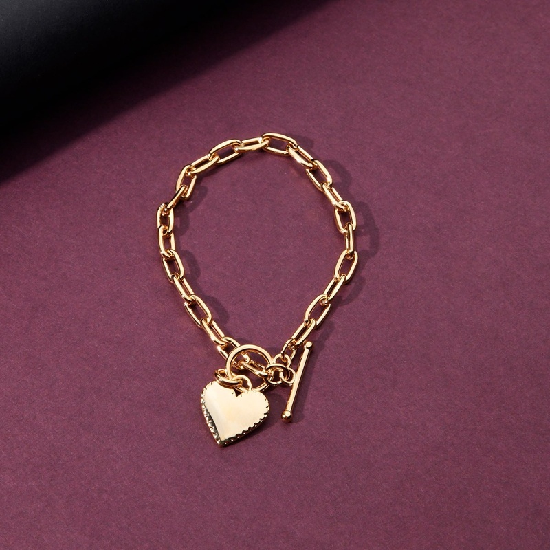 Real Gold Plated Heart Chunky Bracelet For Women By Accessorize London