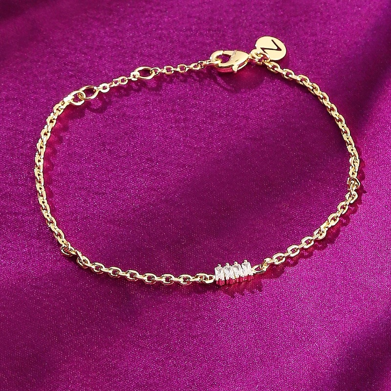 Real Gold Plated Sparkle Baguette Bracelet For Women By Accessorize London