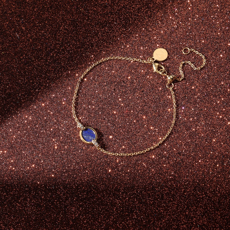 Real Gold Plated Z Hling Stone Slce Lapis Sldr Brclt For Women By Accessorize London