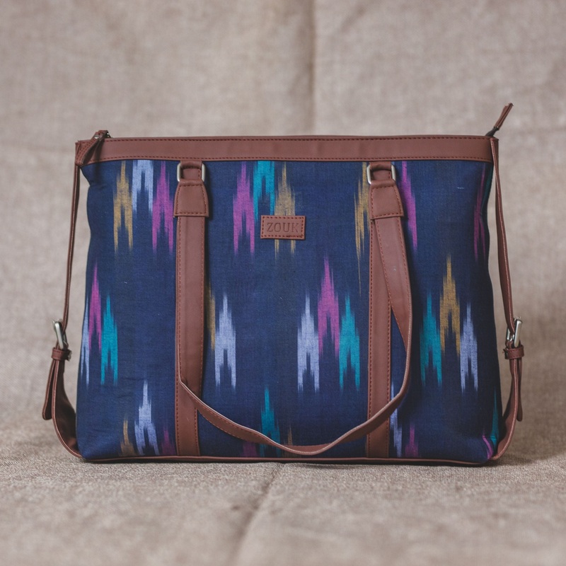 Blue Multi Strip Women's Office Bag