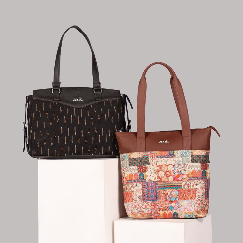 Ikat GreRe & Kutch Gamthi - Women's Work Bag & Everyday Tote Combo