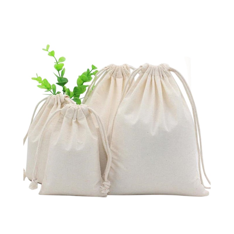 100% Cotton Canvas Value Drawstring Pouches / Favor Bags (Pack of 12)