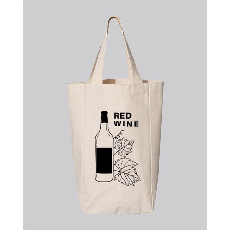Canvas Double Wine Tote Bag - Custom Canvas Double Wine Bag w/ Your Logo