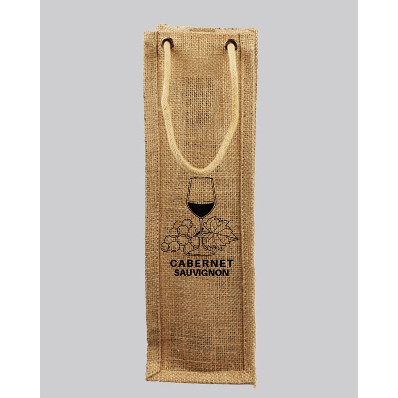 Single Bottle Jute Wine Bags / Burlap Wine Bags with Rope Handles w/ Your Logo