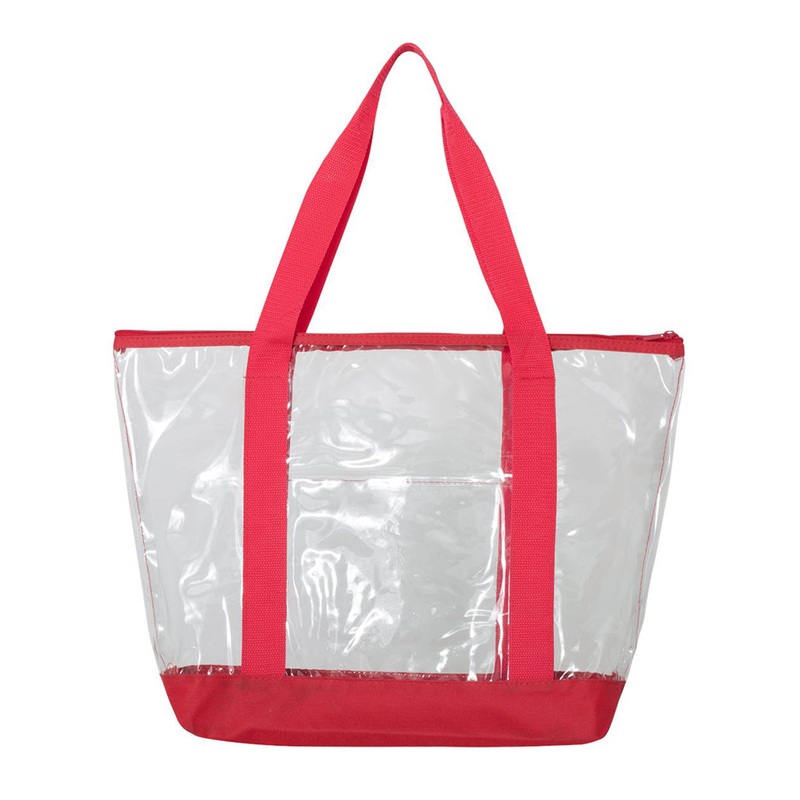 Two-tone Clear Tote Bag with Zipper