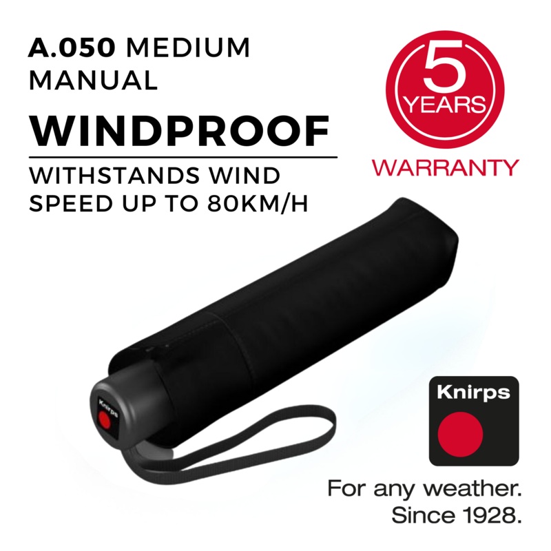 Knirps A.050 Medium Manual Umbrella V2 - Black