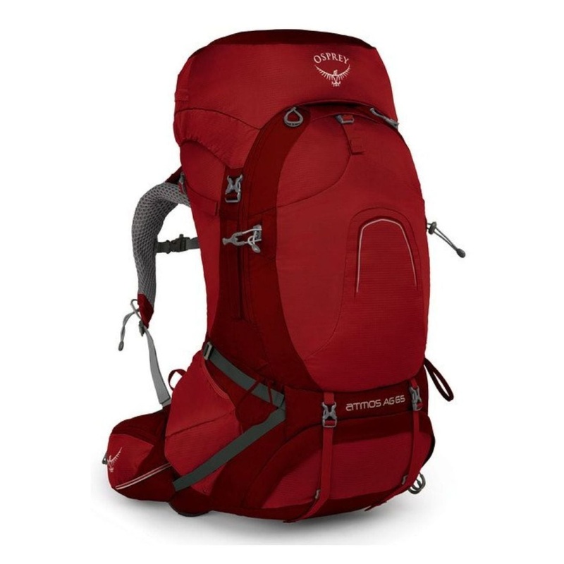 Osprey Atmos AG 65 Backpack with Raincover - Medium - Men's Backpacking (Rigby Red)