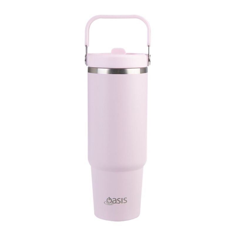Oasis Stainless Steel Insulated Voyager Carry Tumbler With Sipper Straw 900ML - Pink Lemonade