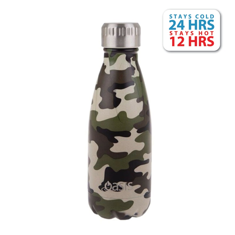 Oasis Stainless Steel Insulated Water Bottle 350ML - Camo Green