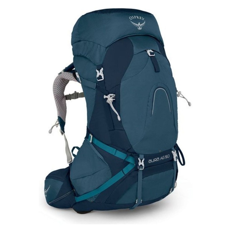 Osprey Aura AG 50 Backpack with Raincover - Medium - Women's Backpacking (Challenger Blue)