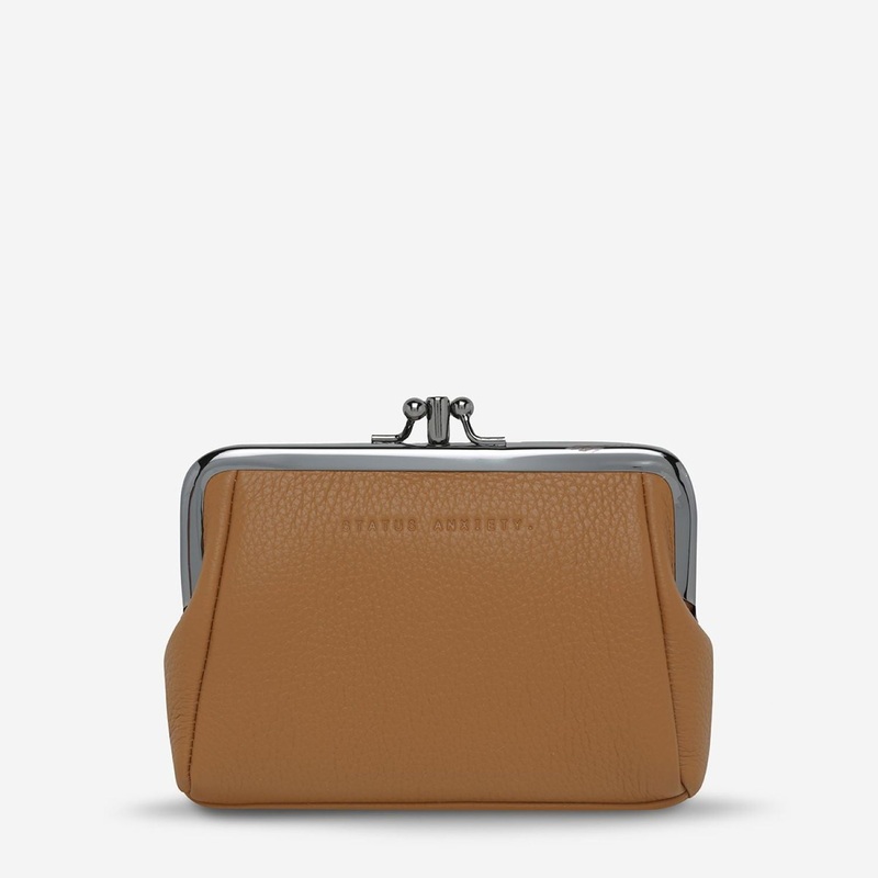 Status Anxiety Volatile Clasp Frame Leather Purse - Tan