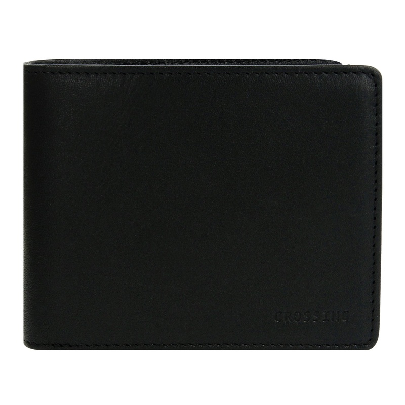 Crossing Vintage Bi-Fold Leather Wallet With Flap And Coin Pouch - Black