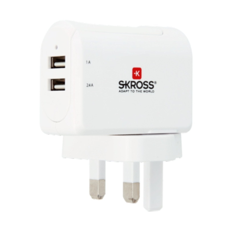 Skross UK 2 Port USB Charger (3.4A) - White