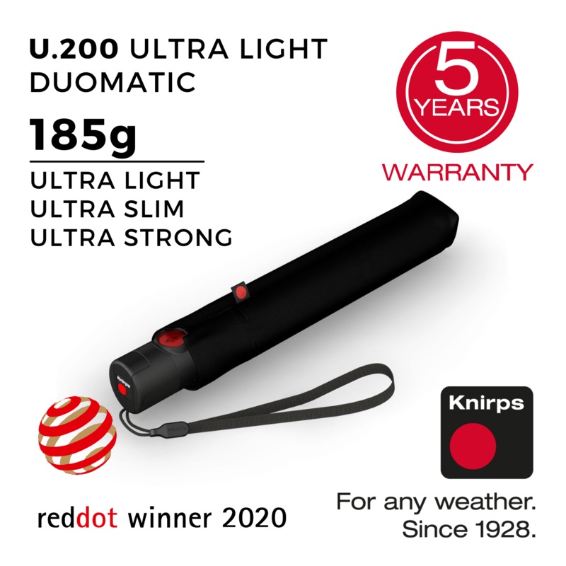 Knirps U.200 Ultra Light Duomatic Umbrella - Black