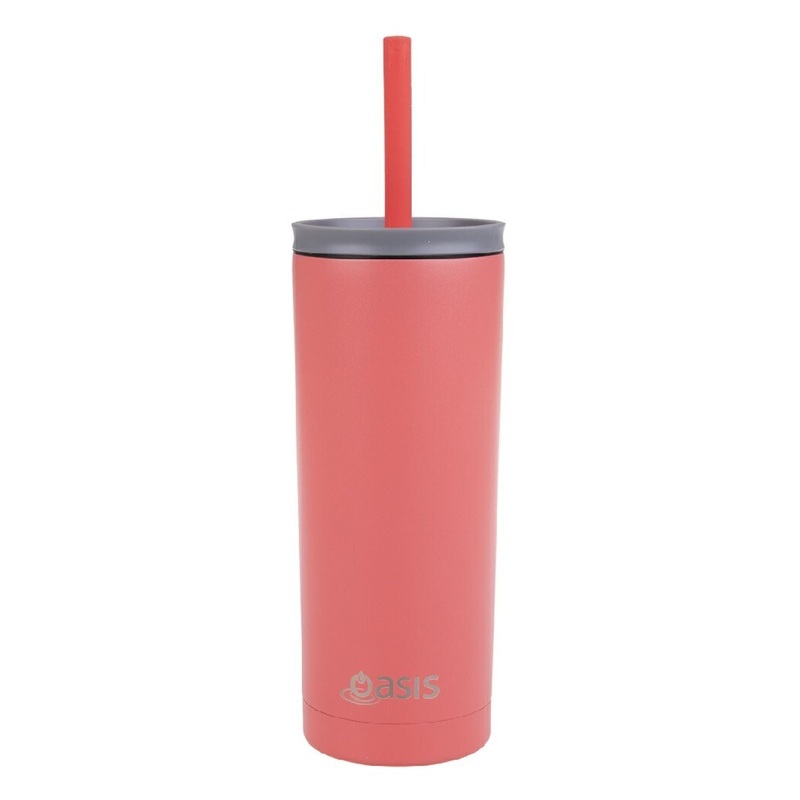Oasis Super Sipper Insulated Tumbler with Silicone Straw 600ML - Coral