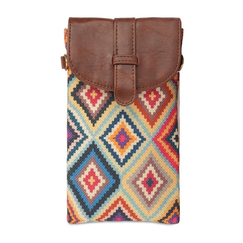 THE CLOWNFISH Flexiflare Series Sling & Crossbody Bag - Durable, Adjustable Strap | 0.3L | Multicolour-Diamond Design