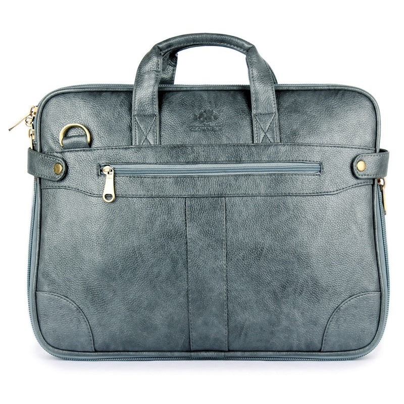 Single: The Clownfish 15.6 inch Synthetic Leather Laptop Bag - Premium Leatherette | Adjustable Strap | For 15.6 inch Laptops | Grey