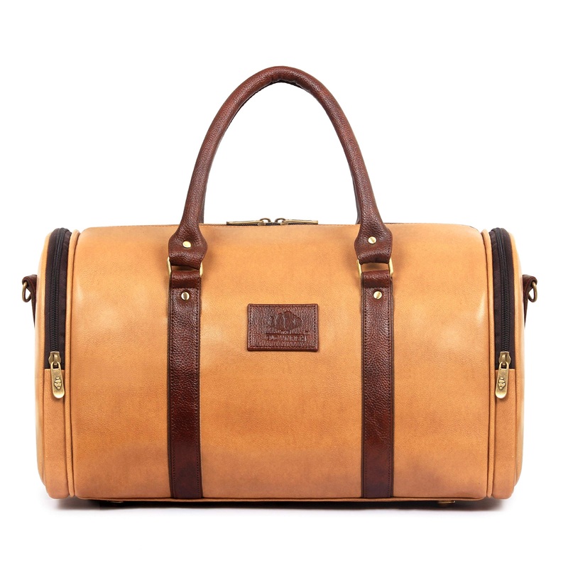 Stylish Duffle Bag - Vegan Leather, Water-Resistant | Adjustable Strap | 30 LTR | Beige
