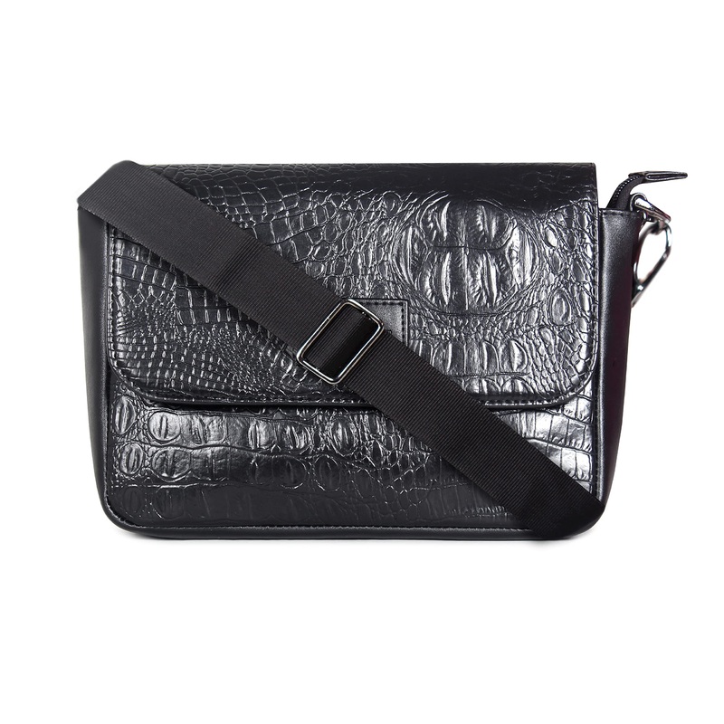 THE CLOWNFISH Celestria Faux Leather Sling Bag For Women (Charcoal Black)