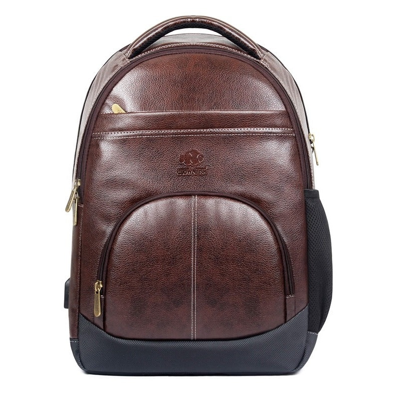 THE CLOWNFISH Combo Of Fredrick 27 liters Faux Leather 15.6 inch Laptop Backpack (Hickory) Bliss Faux Leather Sling Bag (Brown)