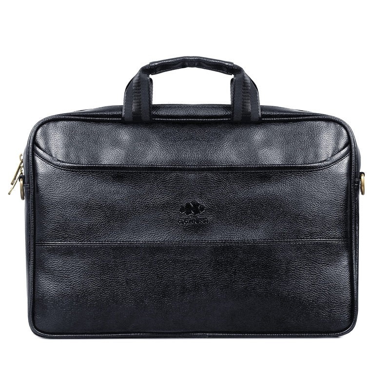 THE CLOWNFISH Divine Faux Leather 14 inch Laptop Shoulder Messenger Sling Office Bag Laptop Briefcase used as Shoulder and Handbag For Men and Women (Black)