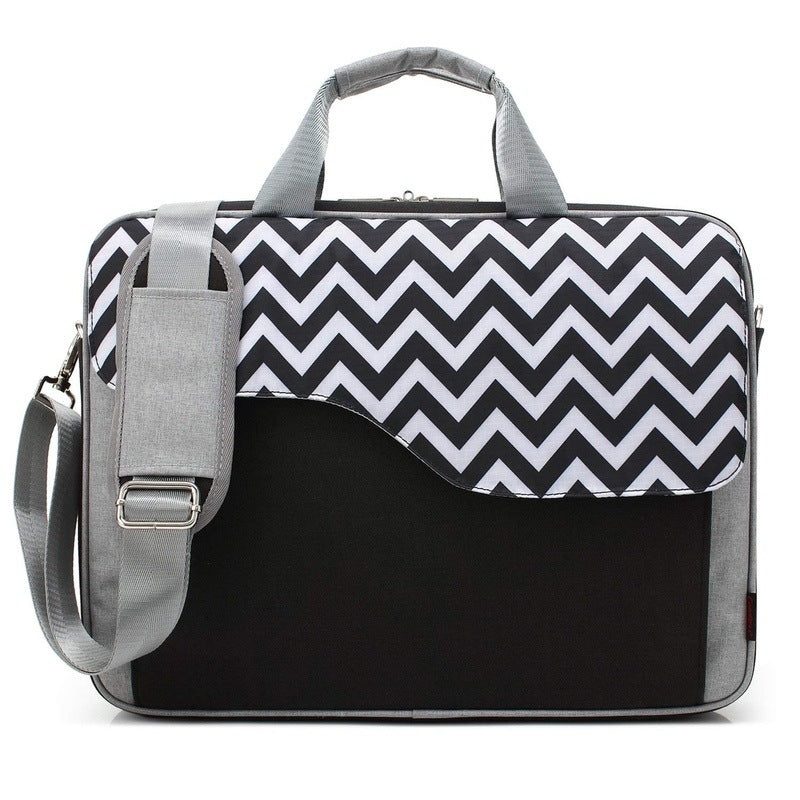 THE CLOWNFISH Laptop Messenger Bag - Durable, Stylish Design | Adjustable Strap | 15.6 Inch | Black with Wave Design